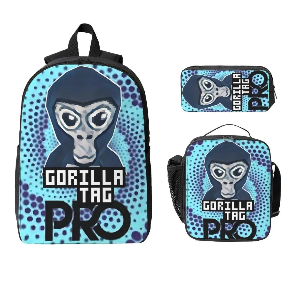Stylish Black and White Gorilla Backpack Set for Teens | Versatile Bags