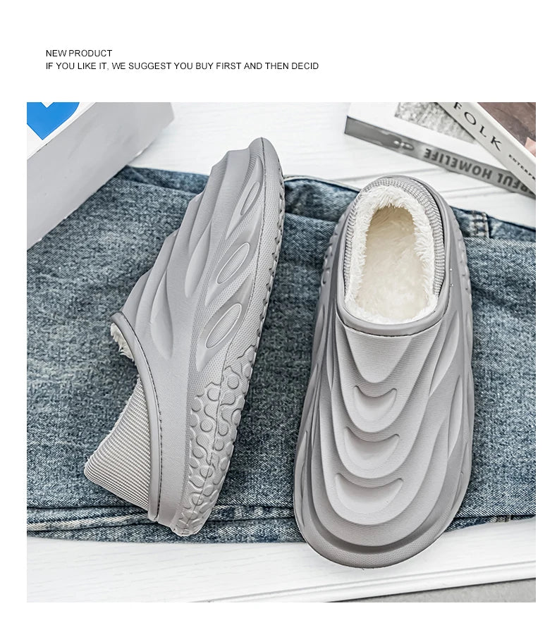 Men’s Velvet-Lined Winter Slippers | Cozy Non-Slip House Shoes