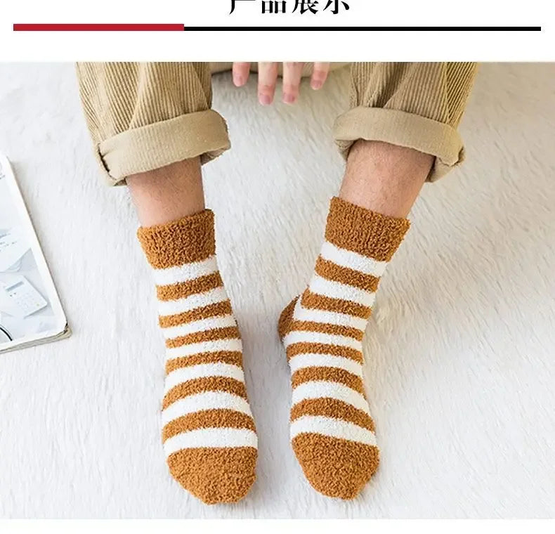 Cozy Winter Coral Fleece Mid Tube Socks | Warm & Stylish Comfort