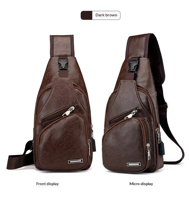 Men's Casual PU Crossbody Bag | Multi-Functional USB Charging