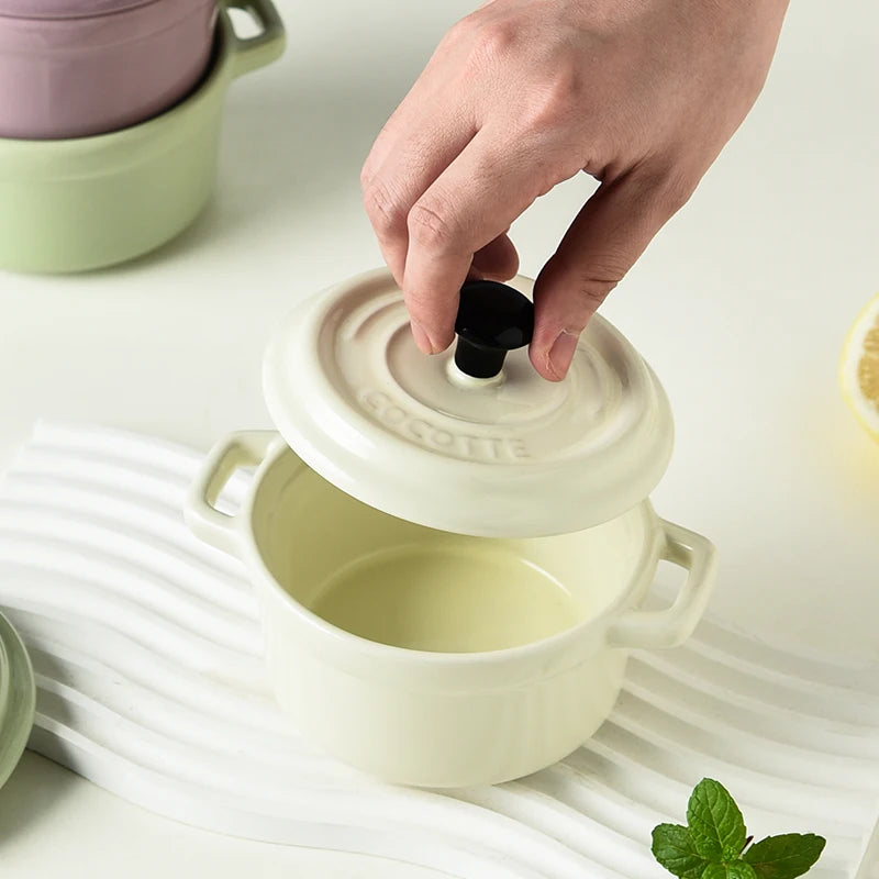 Mini Double Ear Ceramic Bowl | Perfect for Yogurt & Desserts