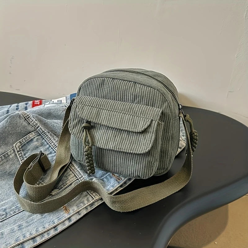 Casual Corduroy Crossbody Bag for Women | Stylish Multi-Pockets
