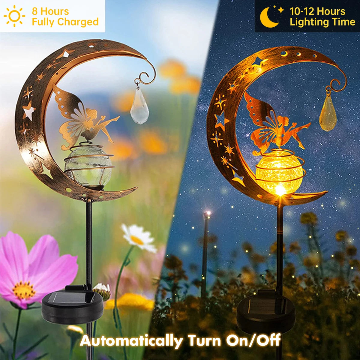 Luces solares de estaca Hada Lunar | Encantadora decoración de jardín exterior