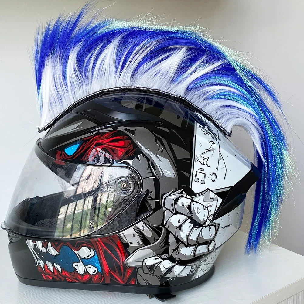 Mohawk Motorcycle Helmet Wig | Unique Helmet Decoration