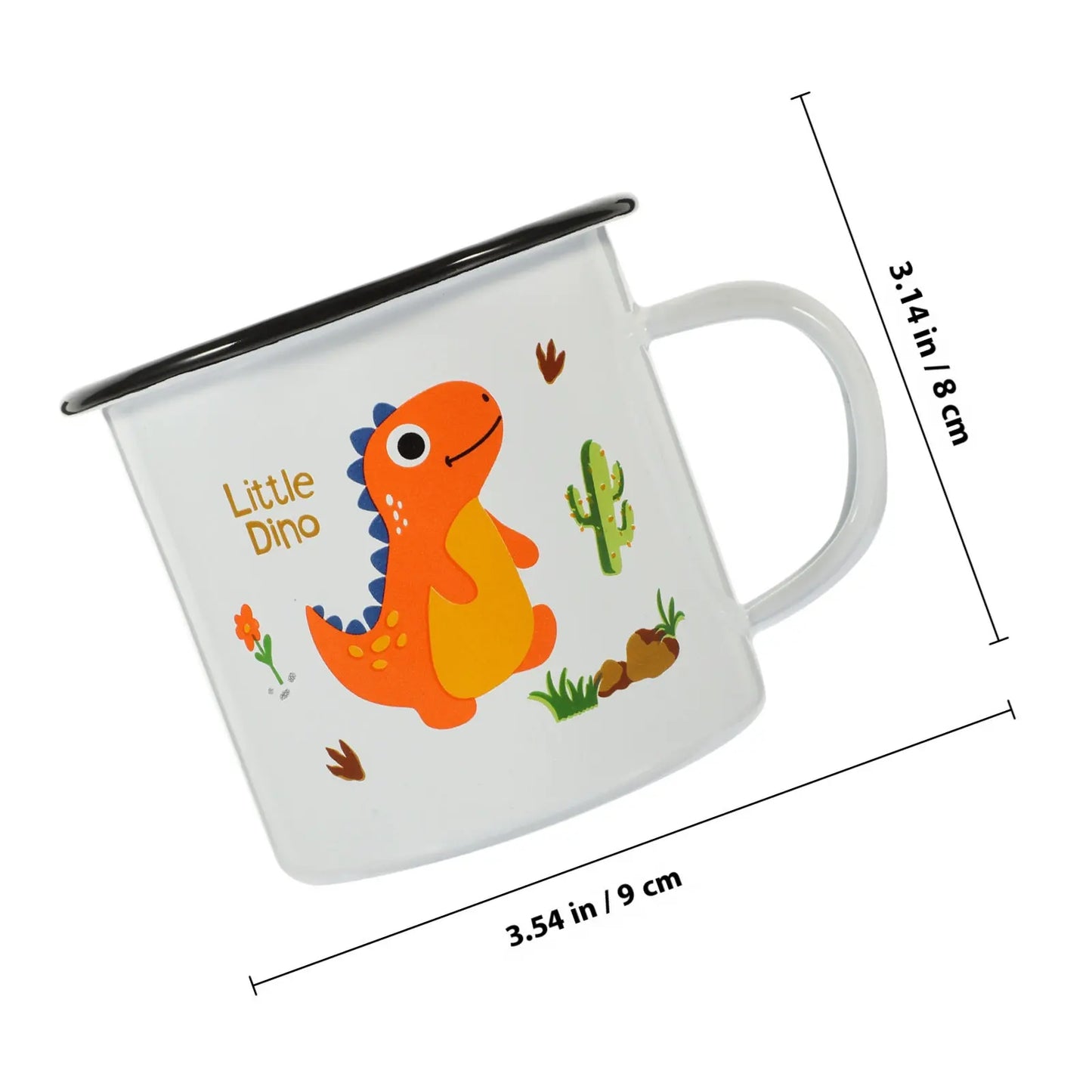 Dinosaur Cartoon Enamel Mug | Fun Heat-Resistant Camping Cup