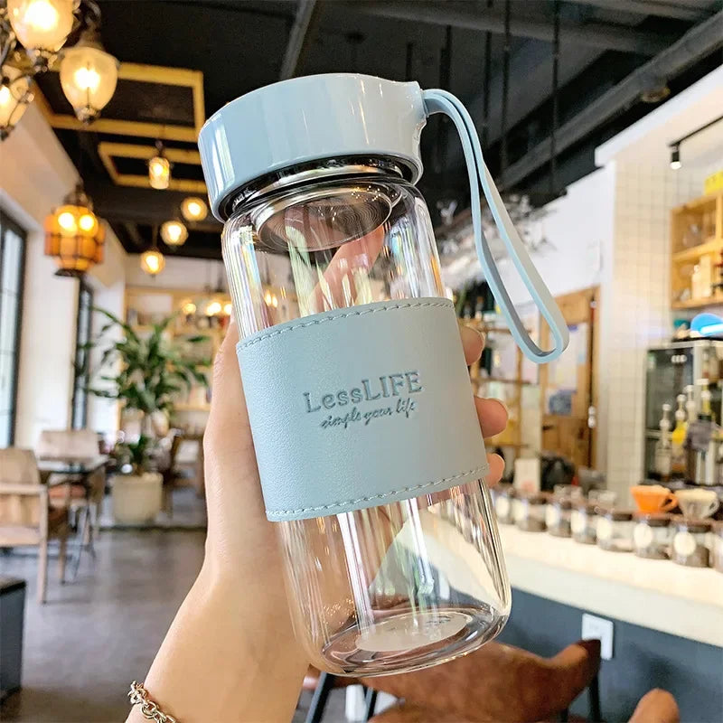 Japanese Style Glass Water Bottle with Tea Infuser | 480ml