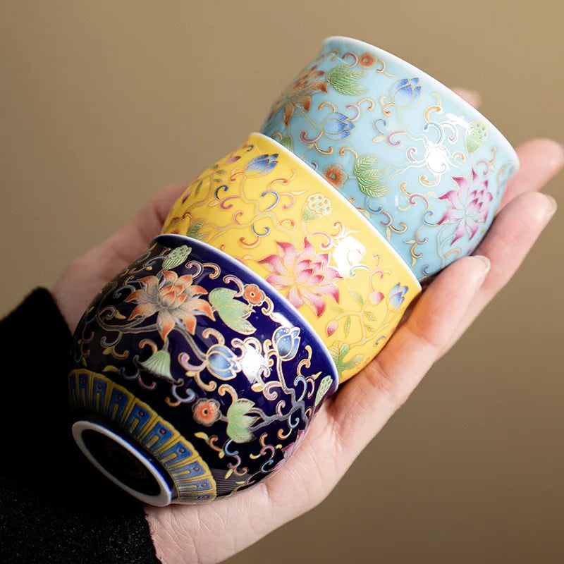 Elegant Japanese Ceramic Teacups | Retro Kungfu Tea Set