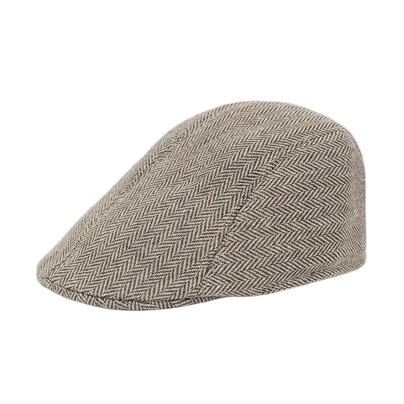 Men's Winter Beret Cap | Warm Plaid Military Hat for Casual Wear