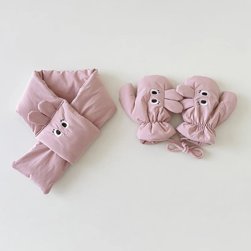 Winter Kids Scarf & Gloves Set | Cute Cartoon Accessories