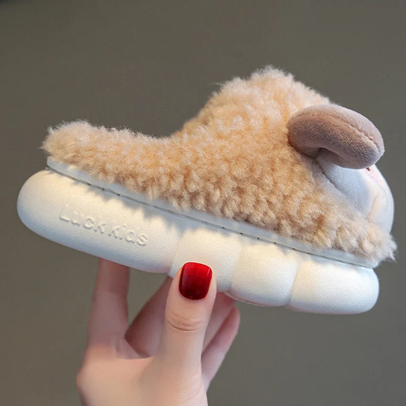 Lovely Fluffy Lamb Plush Slippers | Cute Warm Indoor Slides