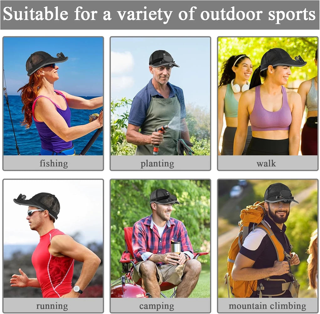 Summer Baseball Cap with Solar Fan | UV Protection Sun Hat
