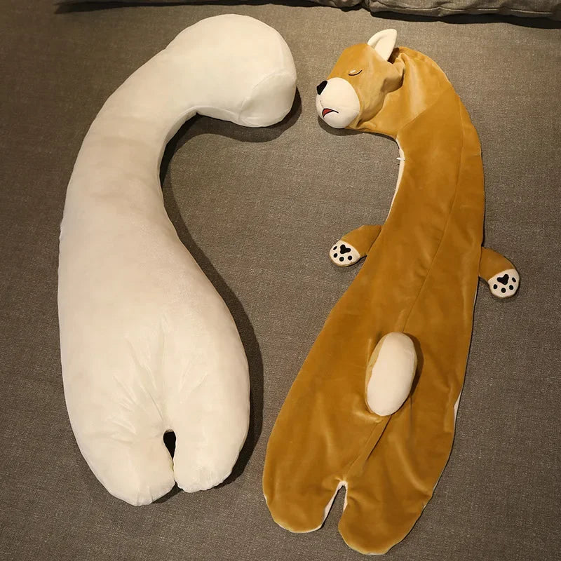 Soft Fluffy Cartoon Animal Body Pillow — Side Sleeping Leg Clamping Plush Cushion & Cute Gift for Girls and Kids