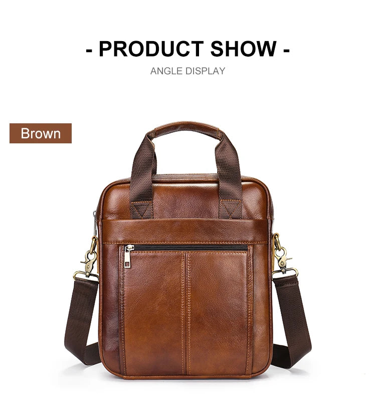 Bolso bandolera de cuero genuino para hombre | Elegante maletín para portátil