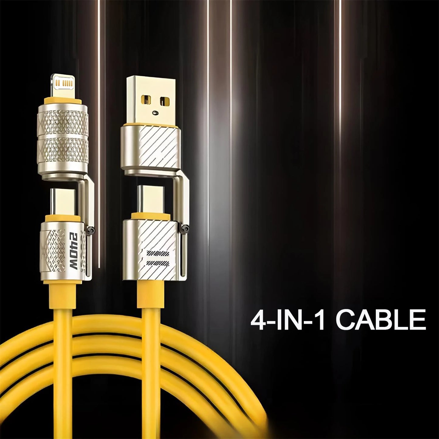 1PC 2PCS 240W USB-C 4IN1 Fast Charger Cable for iPhone Usb Type C Fast charging For iPhone Xiaomi PD 2-in-2 data cable USB Cable