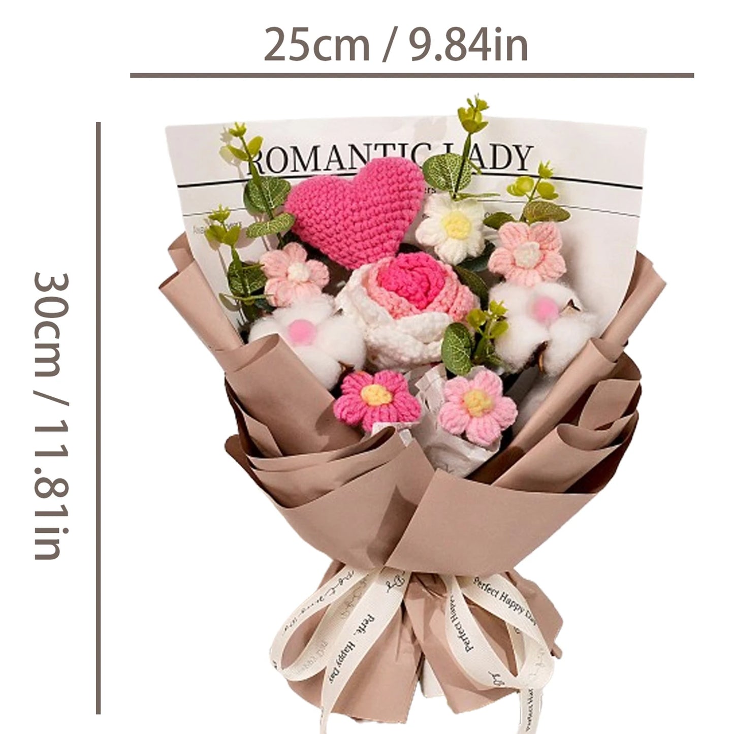 Ramo de Rosas de Ganchillo Hecho a Mano Rosa y Morado | Impresionante Regalo Floral