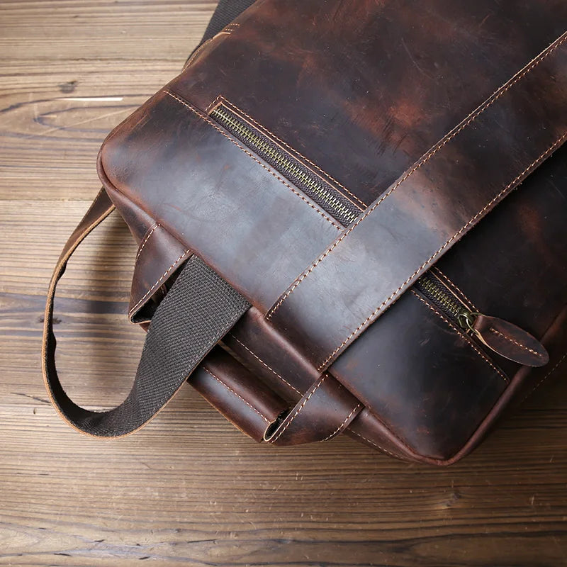 Men's Retro Genuine Leather Backpack | Spacious Multi Pocket Design