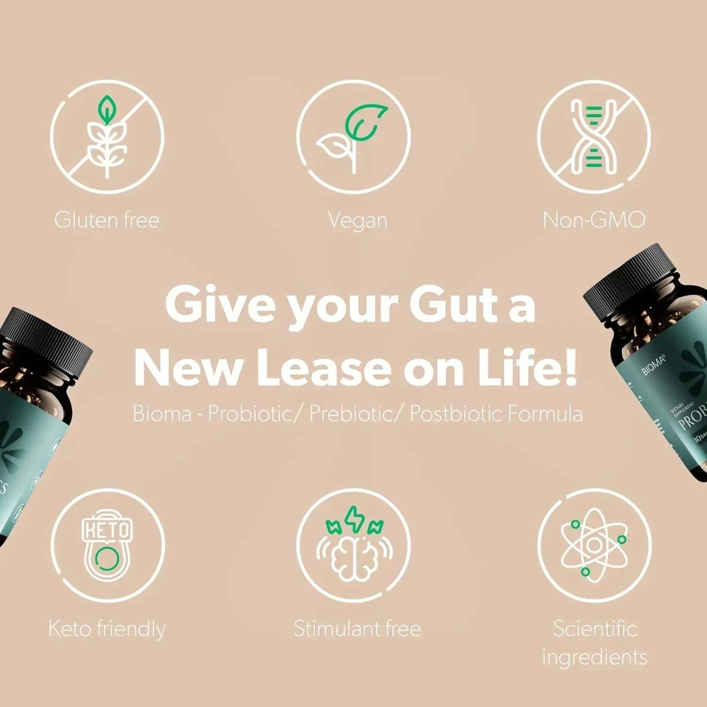 Probiotic, Prebiotic & Postbiotic Supplement for Digestive Health