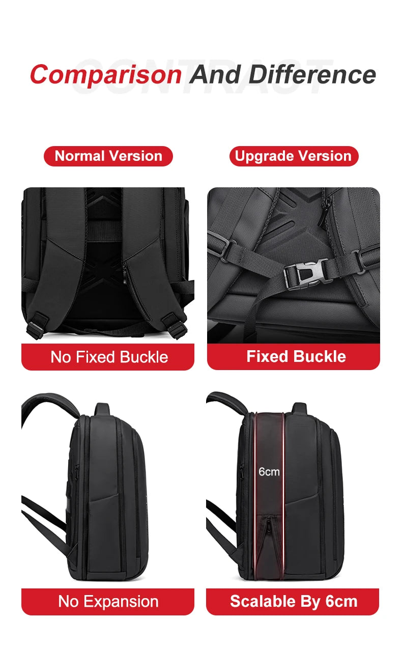 Men's 16-Inch Laptop Backpack | Expandable Travel Bag with High Capacity