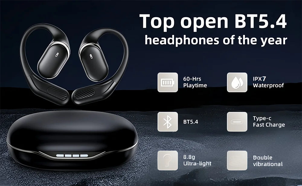 Bluetooth Wireless Earphones with Mic | Comfortable Air Conduction Design