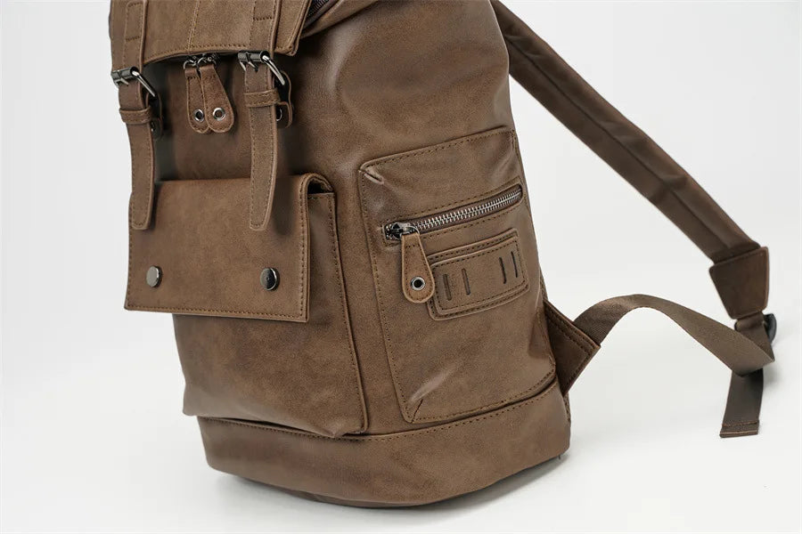 Vintage Luxury PU Leather Backpack | Large Capacity Laptop Bag