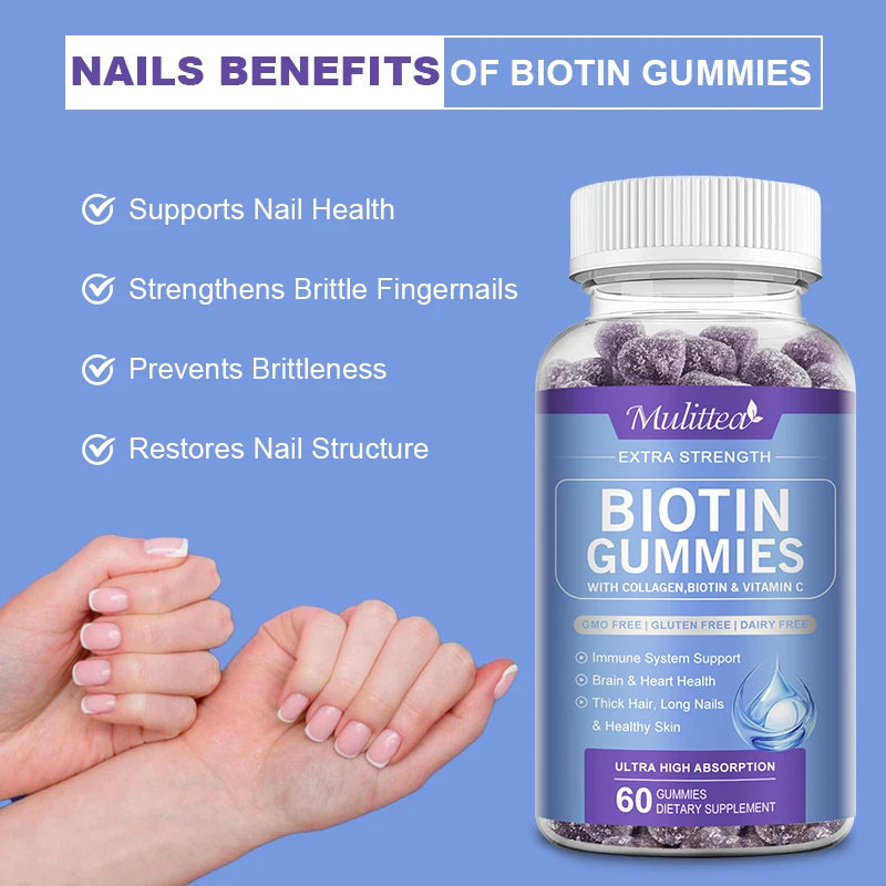 Collagen Biotin Gummies | Support Skin, Hair & Nails Health