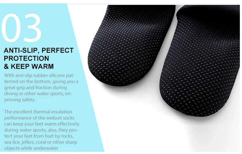 3mm Neoprene Diving Socks | Warm Non-Slip Surf & Swim Shoes