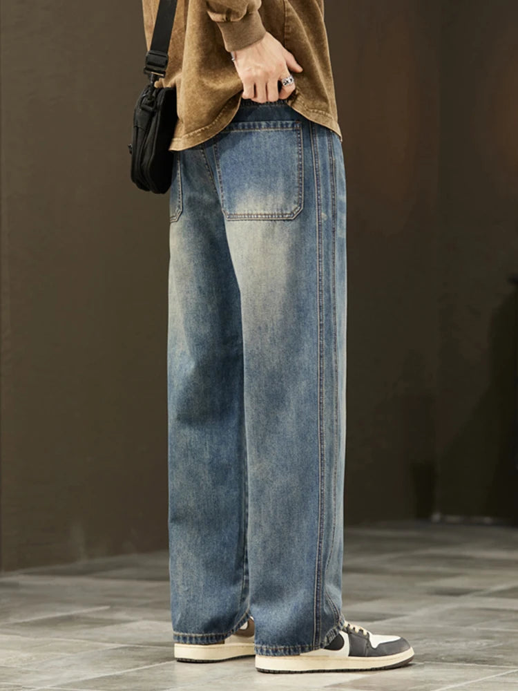 Men's Vintage Casual Jeans | Trendy Loose Fit Wide Denim Pants