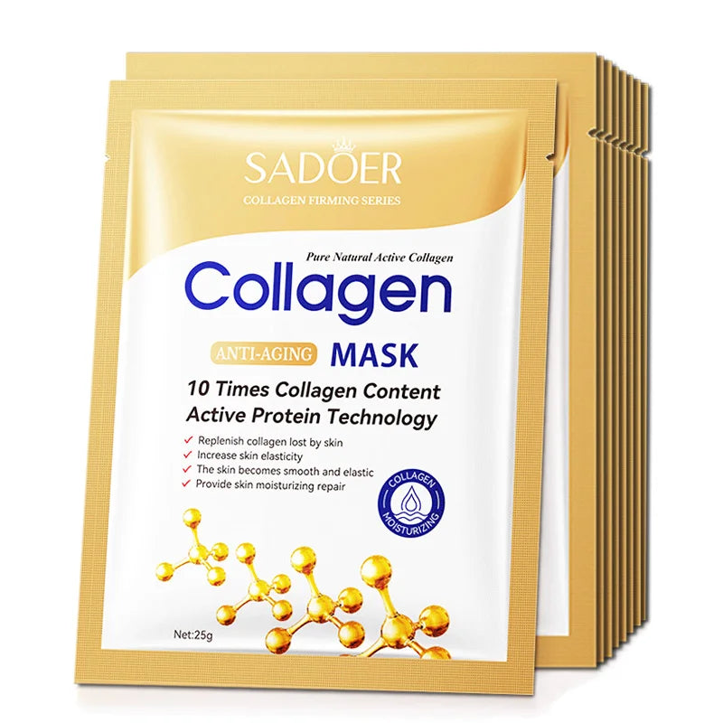 10pcs Anti-Wrinkle Collagen Face Masks | Moisturizing & Brightening
