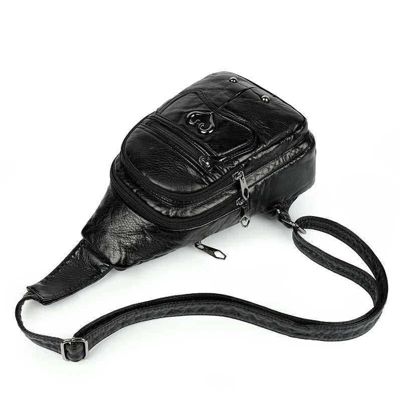 Fashionable PU Leather Women's Chest Bag for Outdoor Adventures