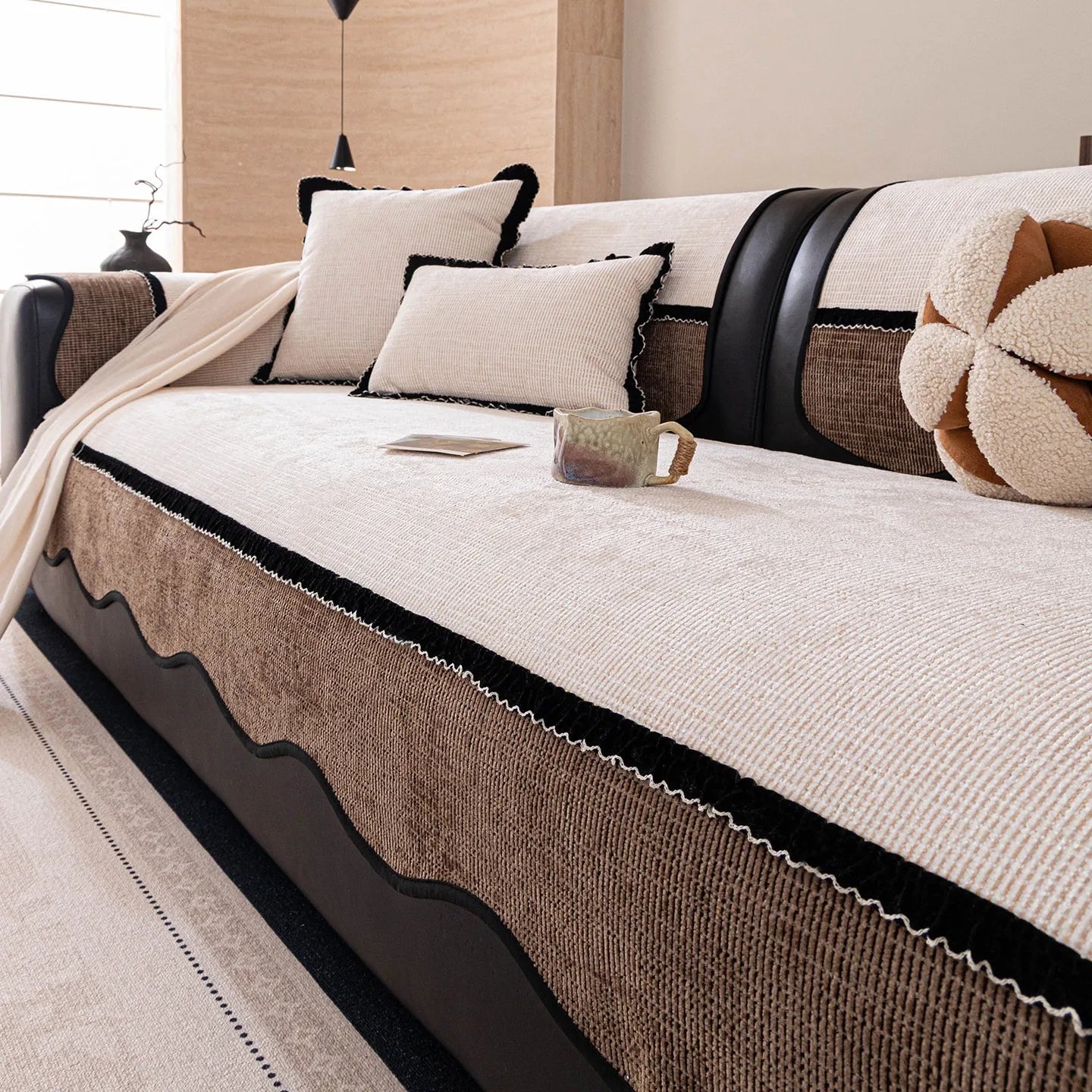 Textured Thick Chenille Sofa Cover | Anti-Slip for All Seasons