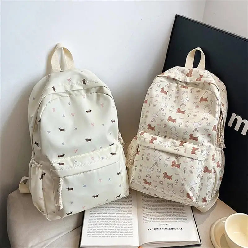 Cute Dachshund Print College Backpack | Stylish and Spacious Design