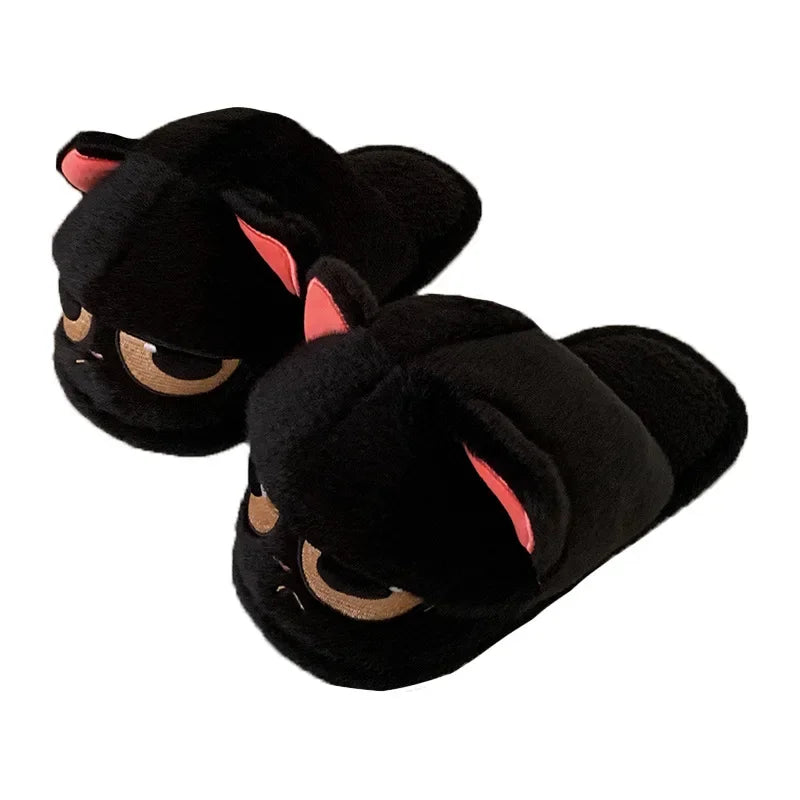 Unisex Cute Cartoon Cat Plush Slippers | Cozy Winter House Shoes