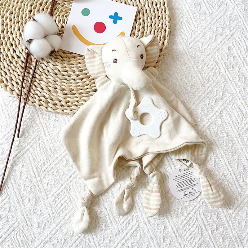 Cute Elephant Plush Teether Rattle for Newborns | Soft Blanket Toy