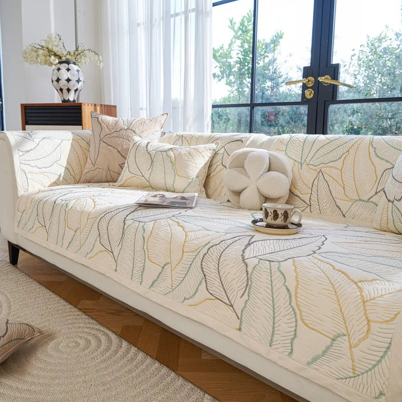 Luxury Pure Cotton Non-Slip Sofa Seat Cover | All Season Comfort