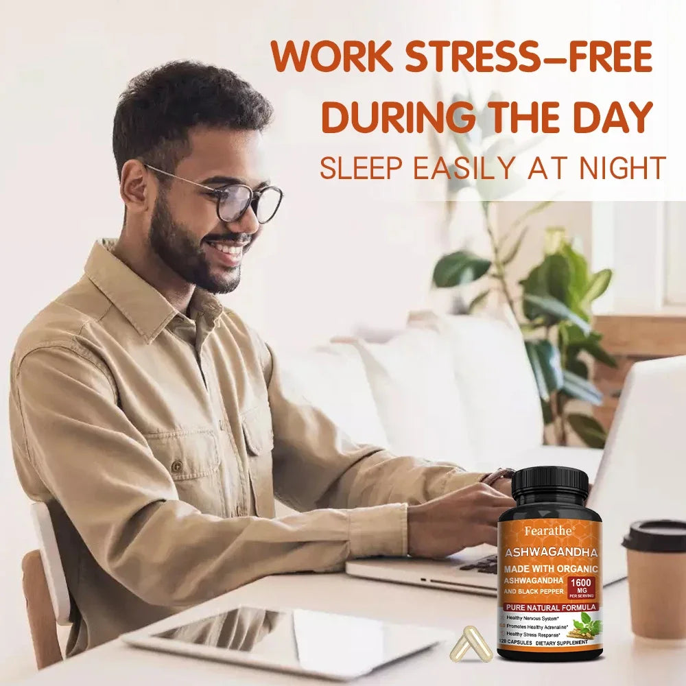 Organic Ashwagandha Root Extract with Black Pepper - Stress Relief