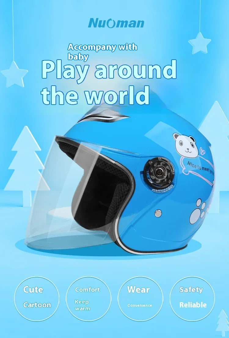 Cute Cartoon Kids Helmet | Safe & Stylish Motorcycle Headgear