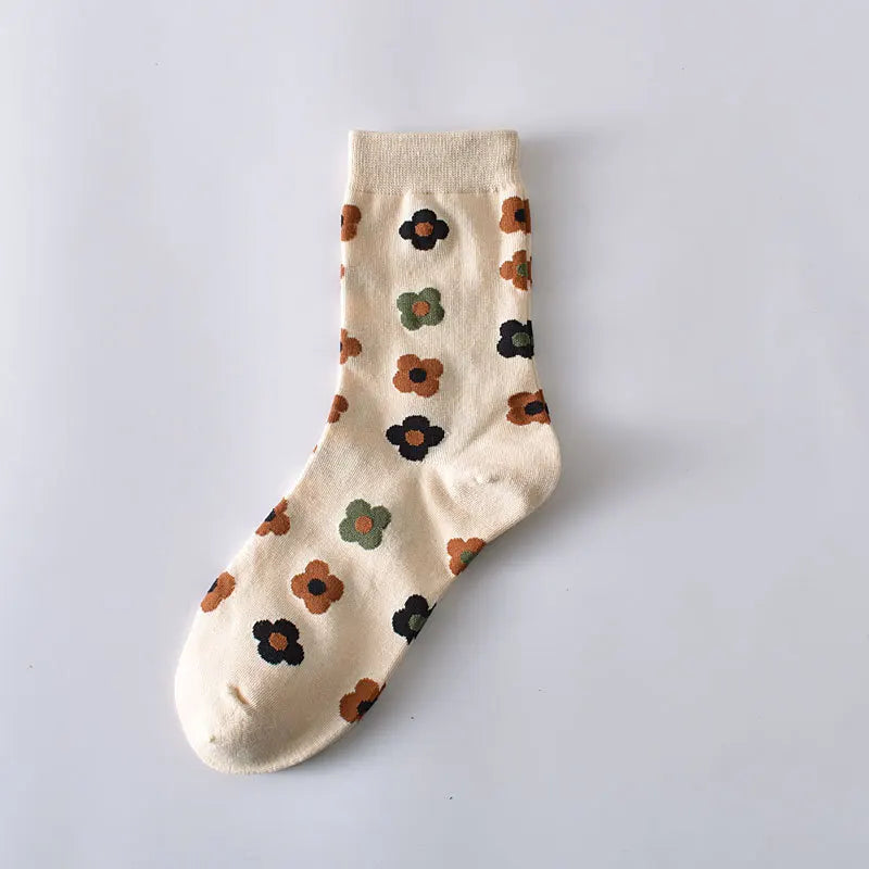 Cute Women's Cotton Socks | Retro Embroidery & Floral Styles