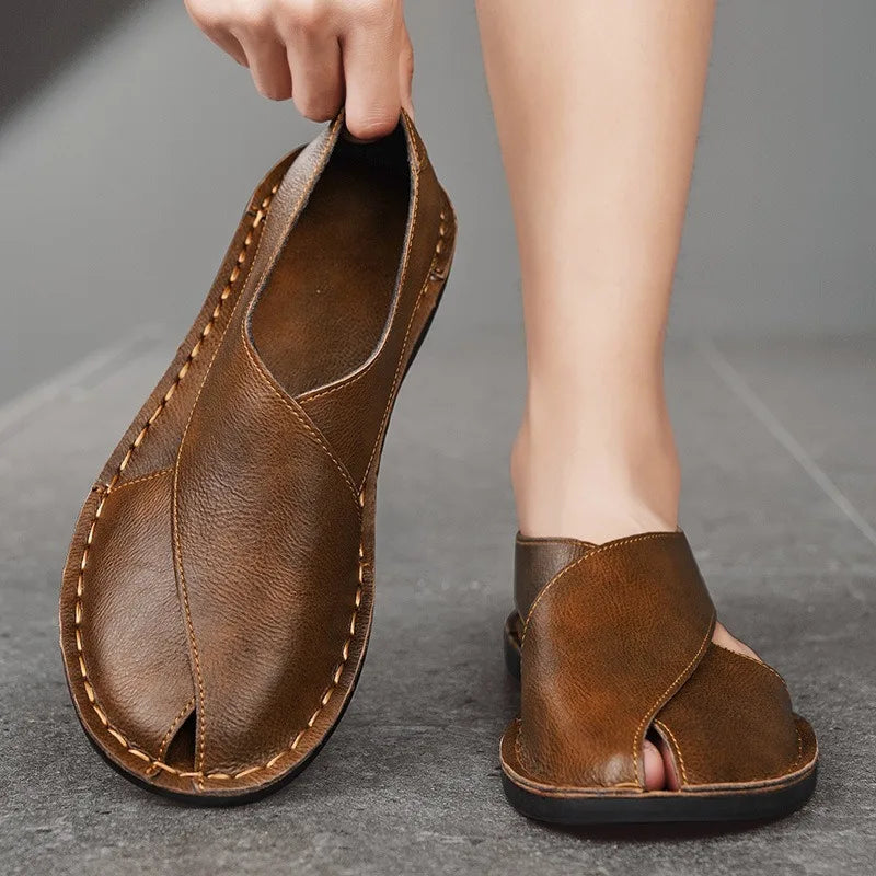 Men's Lightweight Breathable Leather Sandals | Summer Beach Shoes