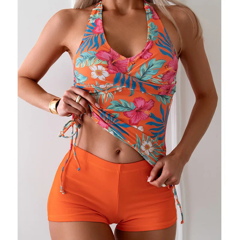 Stylish Summer Floral Tankini Set | Women's Two-Piece Swimwear