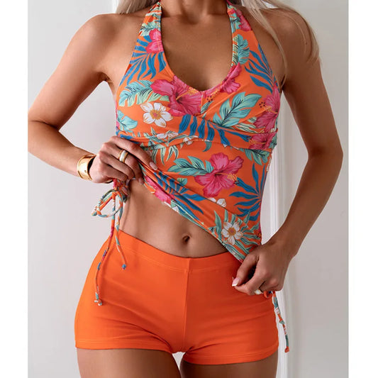 Stylish Summer Floral Tankini Set | Women's Two-Piece Swimwear