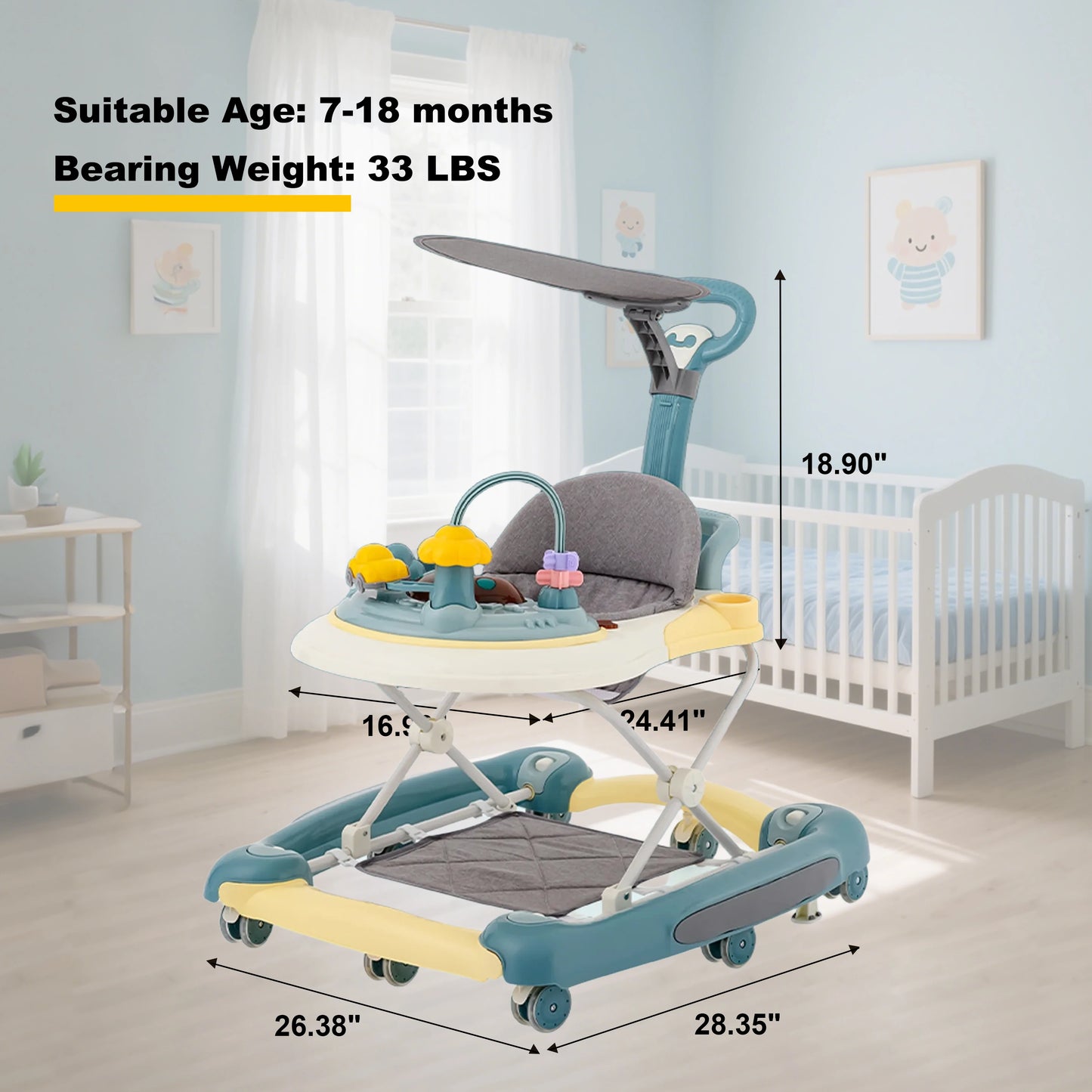 Multi-Functional Baby Walker with Awning | Safe & Fun Mobility