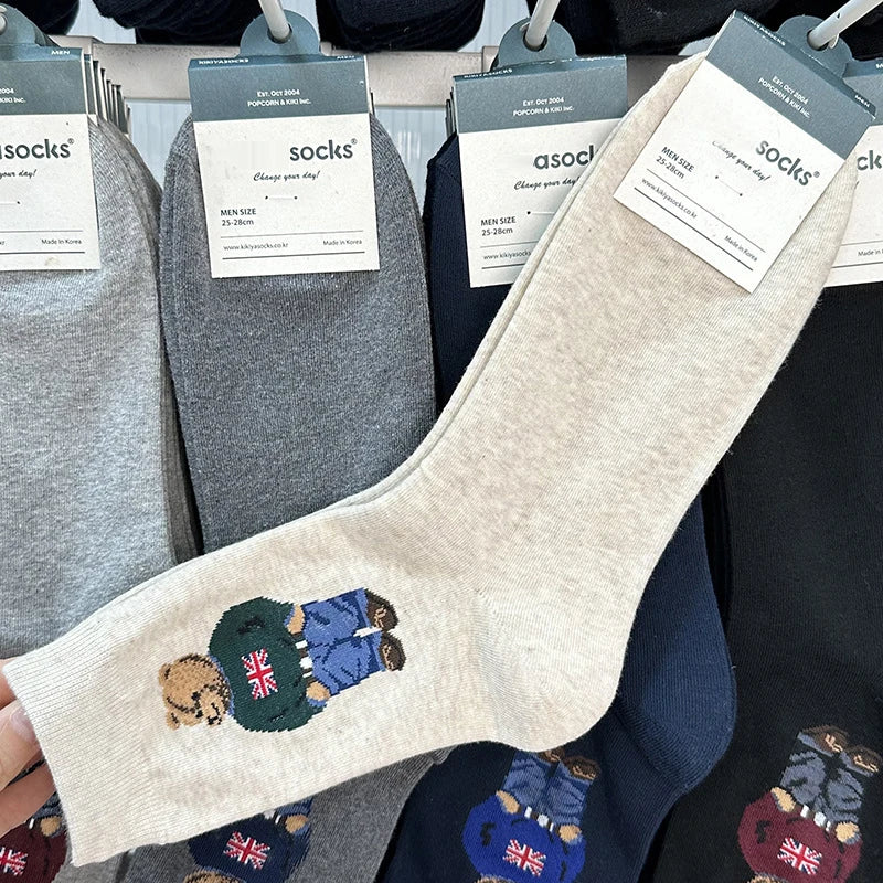 Men's Cartoon Bear Socks | Fun & Breathable Skateboard Socks