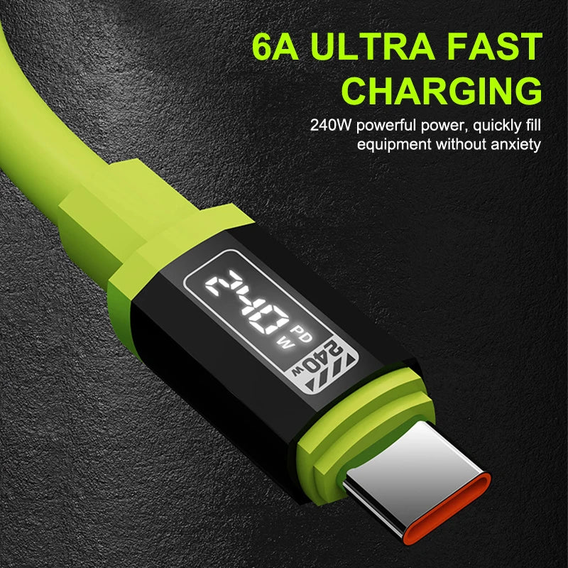 240W USB C Cable With Power Display | Fast Charging Cord