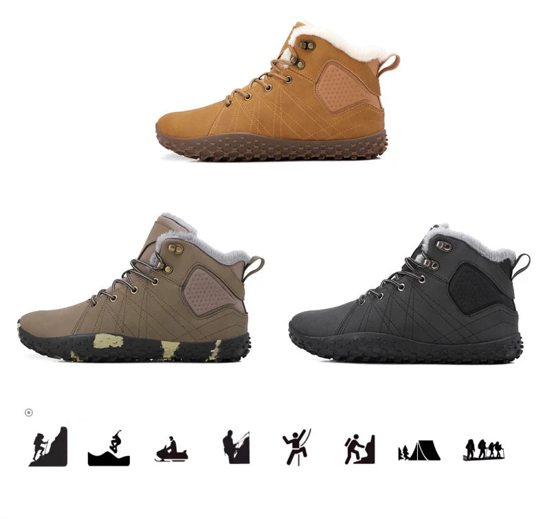 Winter Snow Boots for Men Women Warm Fur Lined Ankle Trekking Shoes Anti Slip Outdoor Boots