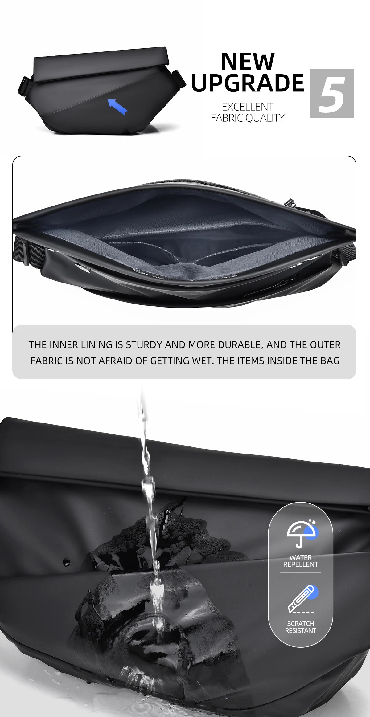 Men's Waterproof Sling Bag | Casual Crossbody Chest Bag