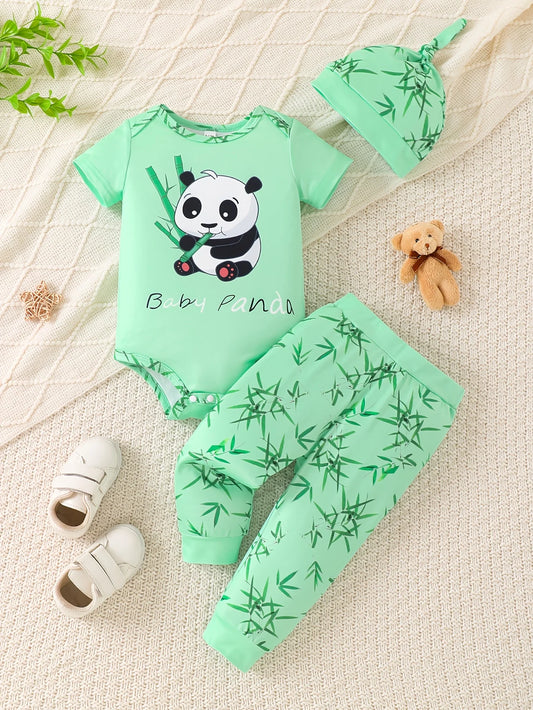 Adorable Cartoon Animal Print Baby 3-Piece Set | Cute Summer Outfit