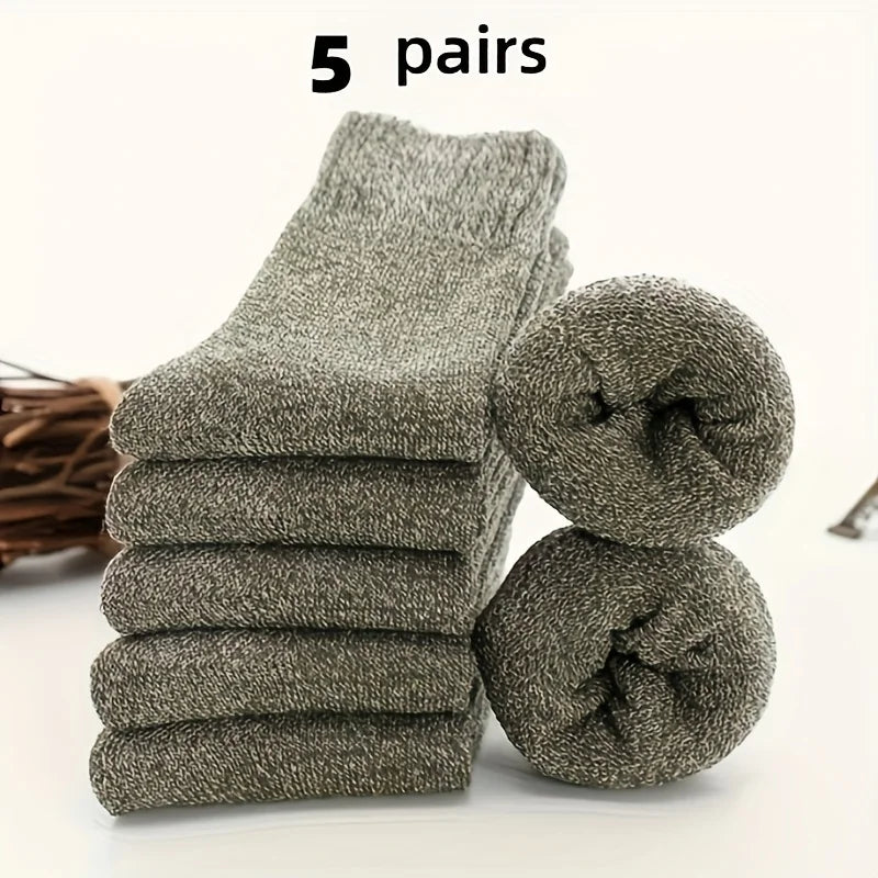 5 Pairs of Thick Warm Men's Socks | Cozy Winter Thermal Stockings