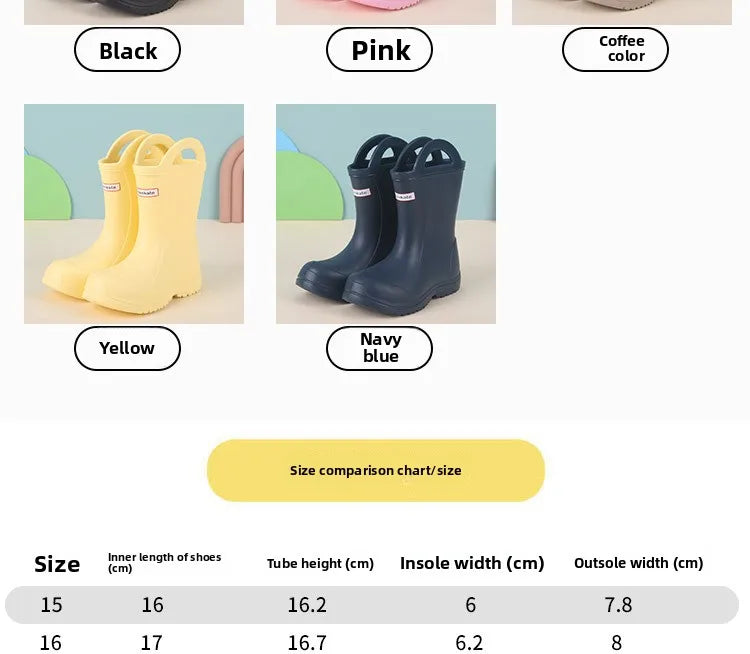 New Children Baby Rain Boots Lightweight Rubber Plastic Rain Boots Boy Girl Kids Rain Shoes Waterproof Garden Shoes Rainy Days