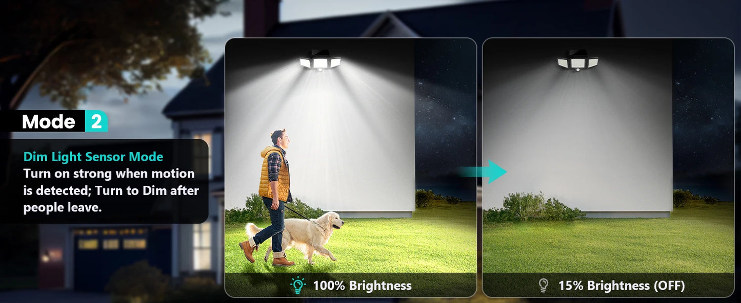 3-Head Solar Outdoor Light with Motion Sensor & Remote Control