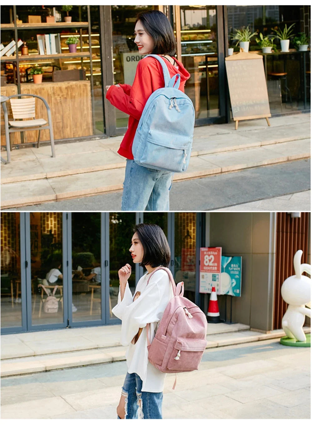 Personalized Corduroy Student Backpack | Anti-Theft School Bag for Teens